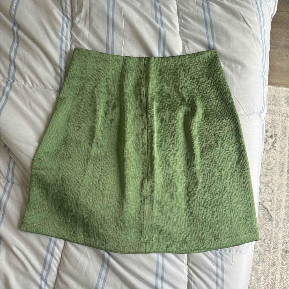 Green mini skirt